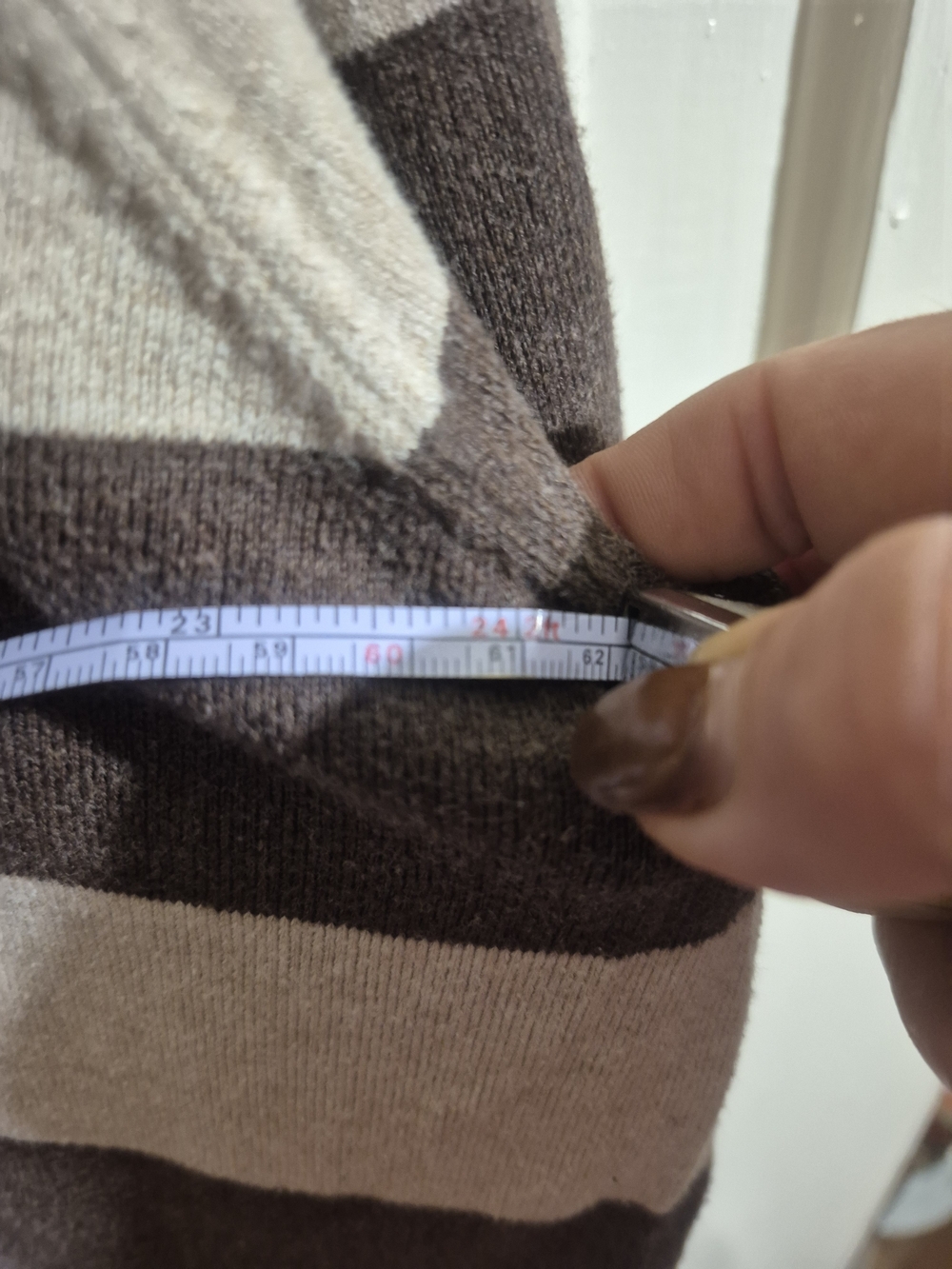 Denver Hayes Soft Striped Cotton Blend Sweater 2XL Brown Cream Chest Pocket - Picture 7 of 7